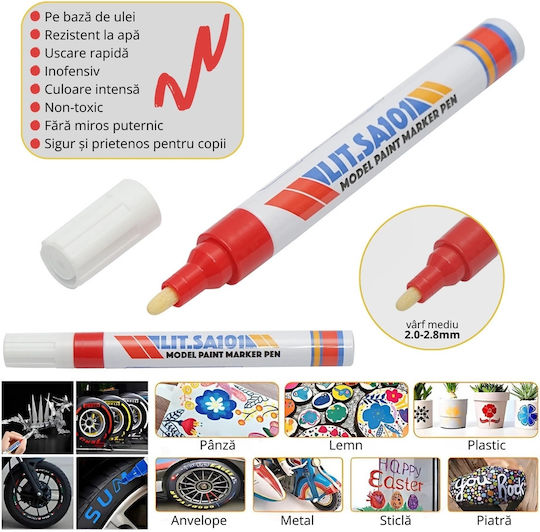 Breckner Permanent Red Markers 8mm Set 12pcs