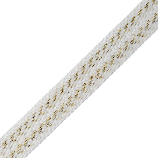 Vostex Nähzubehör Gurtband Polyester Basis Ecru Bälge Silber Gold Lurex 2cm Stück