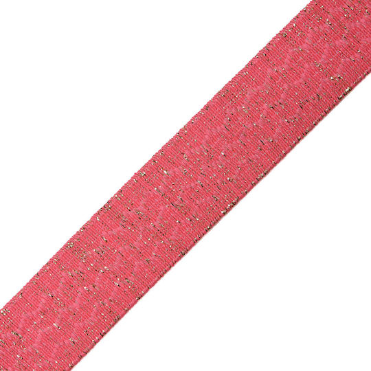 Elastisches Wellenförmiges Nähgummi Polyester Fluoreszierendes Rose Gold Lurex 2,5cm Meter
