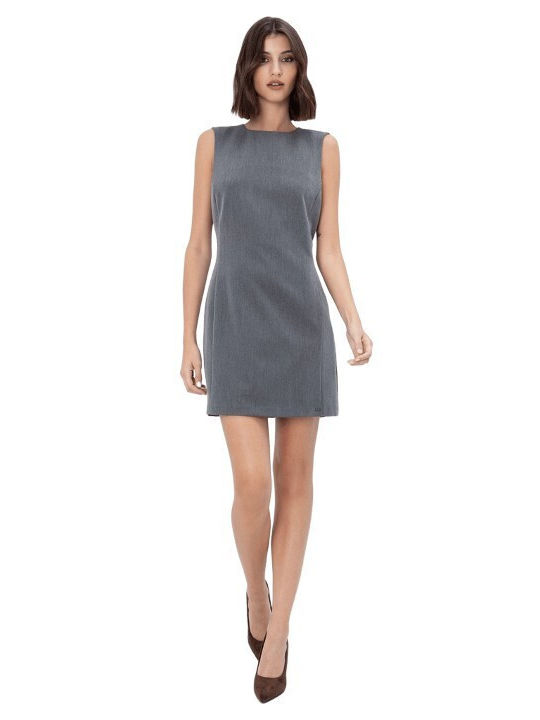 Summer Mini Sleeveless Grey Melange Dress