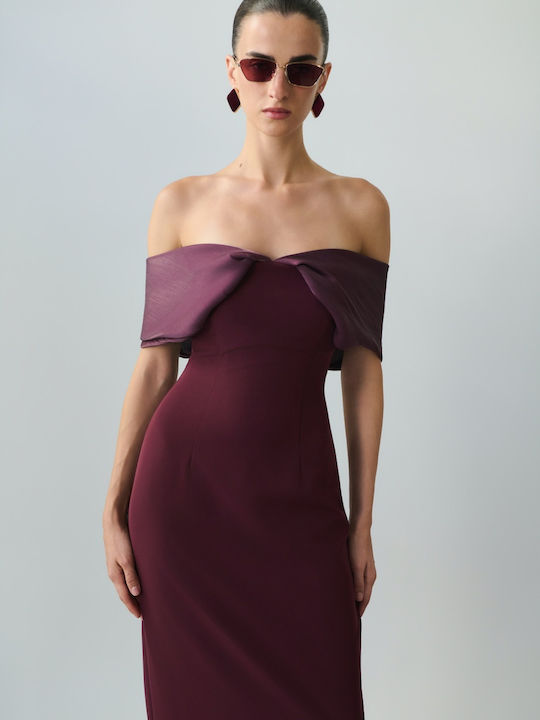Sommer Maxi Abendkleid Trägerlos Burgundisch