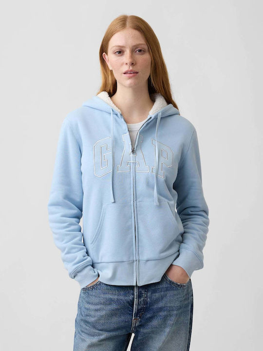 Long Women's Hooded Sweatshirt Cardigan Sail Blue