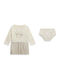 Mädchenkleid Langärmelig Set aus 2 Mit Slip Weiß