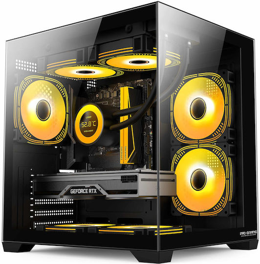 ProGaming Amber Gaming Midi Tower Carcasă PC cu Deschidere Laterală și Iluminare ARGB Negru