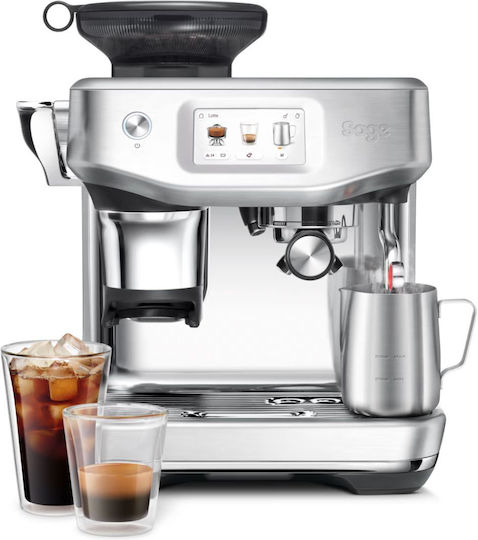 Sage Barista Touch Impress Αυτόματη Μηχανή Espresso 1700W Πίεσης 16bar με Μύλο Άλεσης Πράσινη SES882BSS