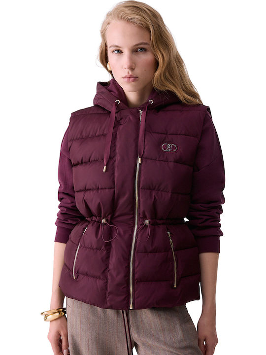 Women's Sleeveless Winter Jacket Red Aubergine