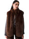 Women's Sleeveless Winter Jacket Brown Umber