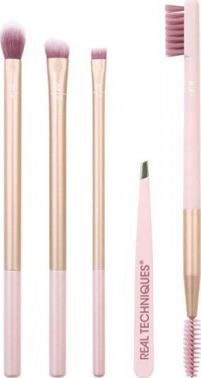 Real Techniques Set Profesional cu Pensule de Machiaj pentru Highlighter din Păr Natural Eye 5 Bucăți