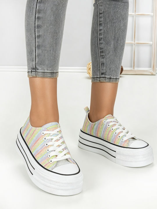 Adidași Flatforms Pentru Femei Multicolorați 803-4B_RAINBOW_ROȘII_JIN
