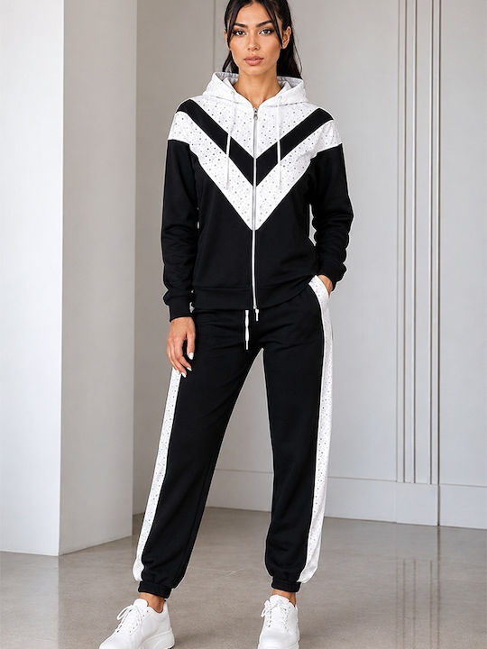 FashionForYou Damen Jogginghosen Schwarz Set