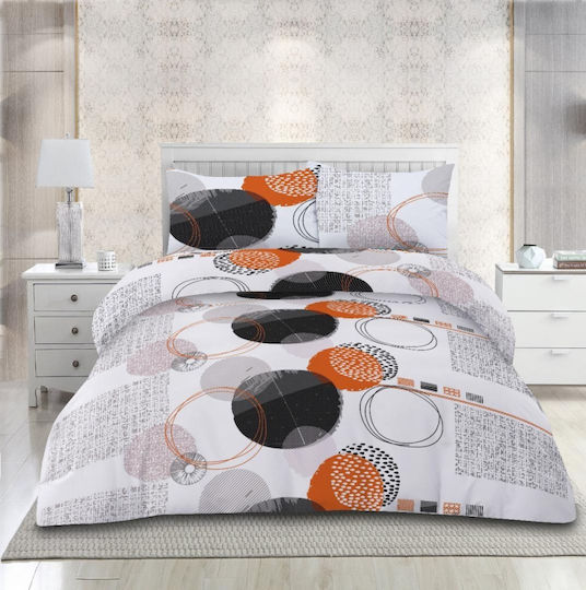 Vanora Σετ Παπλωματοθήκη 200x220cm Διπλή με 2 Μαξιλαροθήκες & 1 Σεντόνι Πορτοκαλί