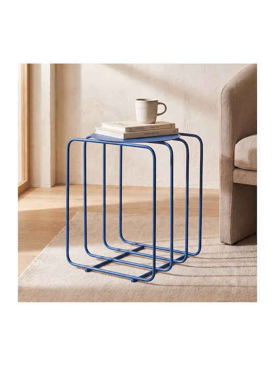 Rectangular Metal Blue Side Table M30xW36xH30cm