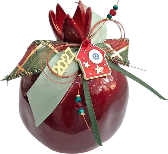 Kalliopi Silver Neujahrs Glücksbringer Granatapfel Rot Keramik 2027 10x12cm