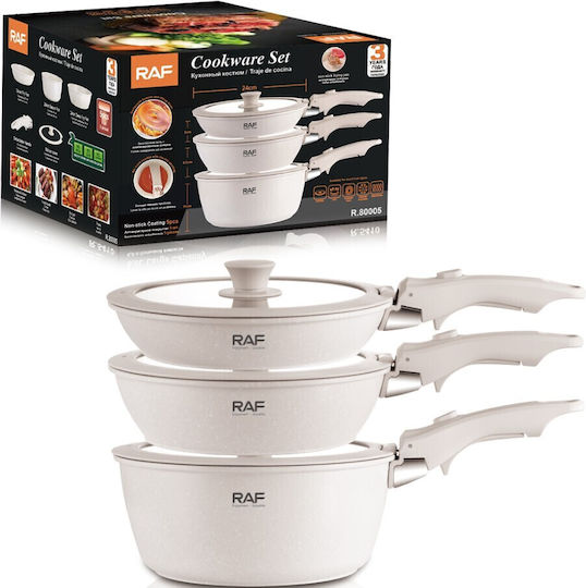Raf Set de Tigăi din Aluminiu Turnat cu Acoperire Interioară Antiaderentă 3 Vase