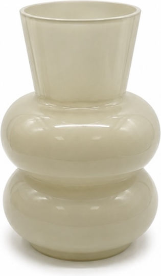 Διακοσμητικό Βάζο Γυάλινο Μπεζ Φ14xΥ25cm
