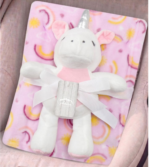 Serafino Nursery Swaddling Fleece Pink Blanket with Animal 76x101cm