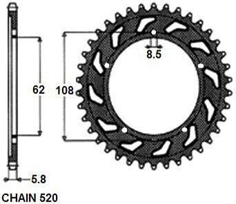 Κορώνα Κίνησης Πίσω Μοτοσυκλέτας Sunstar Jtr701-40