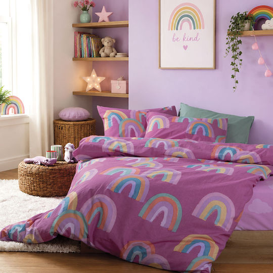 Nef-Nef Homeware Сет Детски Спални Комплекти Единични Памучни Raibow Mood Фуксия 170x260см 3 Бройки Nef-Nef Homeware Сет Детски Спални Комплекти Единични Памучни Raibow Mood Фуксия 170x260см 3 Бройки