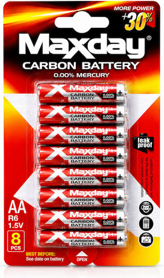 Maxday Карбонови цинкови батерии AA 1.5V 8 бр