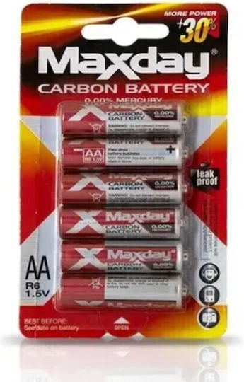 Maxday Карбонови цинкови батерии AA 1.5V 6 бр