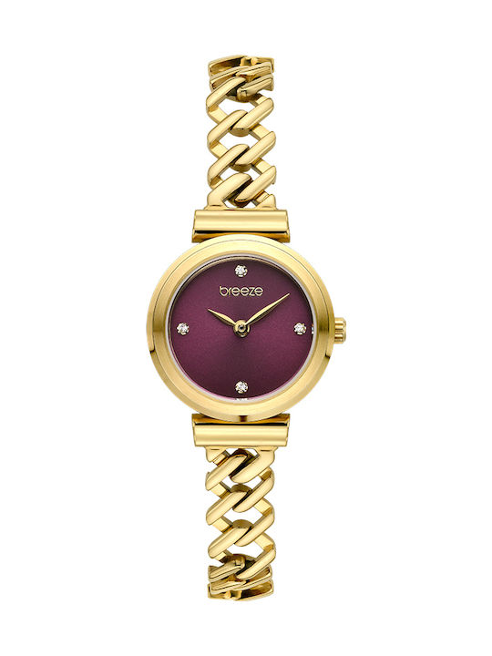 Breeze Damenuhr 24mm Batterie mit Gold Rostfreier Stahl Armband