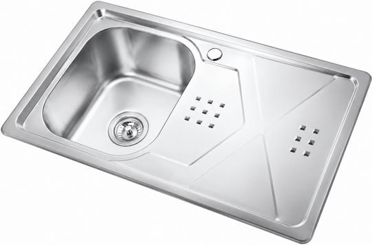 Drop-In Kitchen Sink Inox W76xD45cm Silver