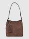 Women's Shoulder / Crossbody Suede Bag with Fringes Brown