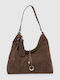 Women's Shoulder Bag Suede with Fringes Brown