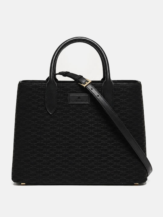Elisabetta Franchi Stoff Damen Schultertasche Schwarz Elisabetta Franchi Stoff Damen Schultertasche Schwarz