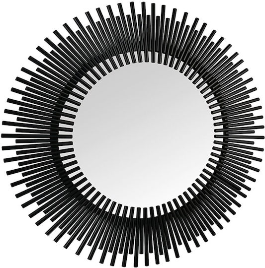 Mirrors & More Dilara Καθρέπτης Τοίχου με Μαύρο Μεταλλικό Πλαίσιο Διαμέτρου 110cm