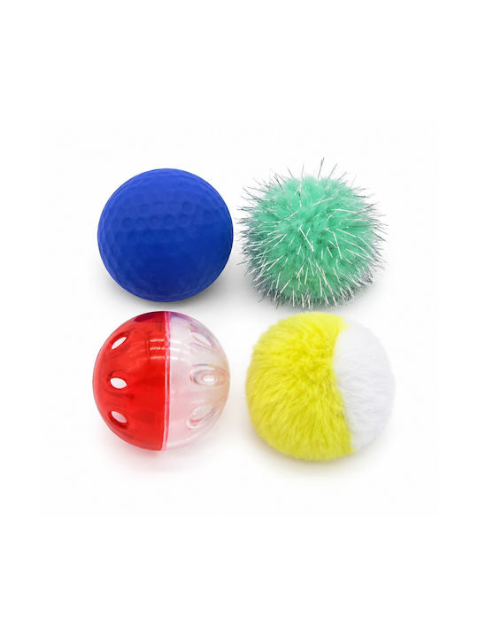 Set 4 Katzenspielzeug Bälle Fell Mehrfarbig