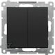 Kontakt-Simon Recessed Wall Switch Double Without Frame Black