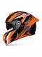 FIXATO Viper Orange Motorradhelm Aufklappbar ECE 22.06 mit Sonnenblende