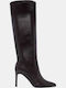 Wildleder Damenstiefel mit hohem Absatz Braune