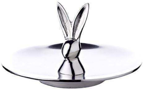 Small Plate for Sweets Bunny Silver Enamel Louis 15x9 Cm
