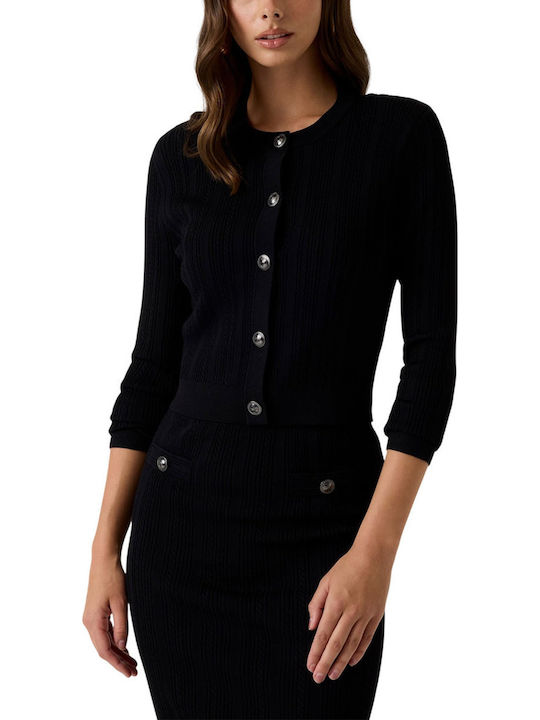 Short Women's Knitted Cardigan Black