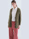 Gestrickte Damen Strickjacke mit Knöpfen Grün