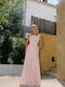 Sommer Maxi Damenkleid für Hochzeit - Taufe Off-Shoulder Rosa