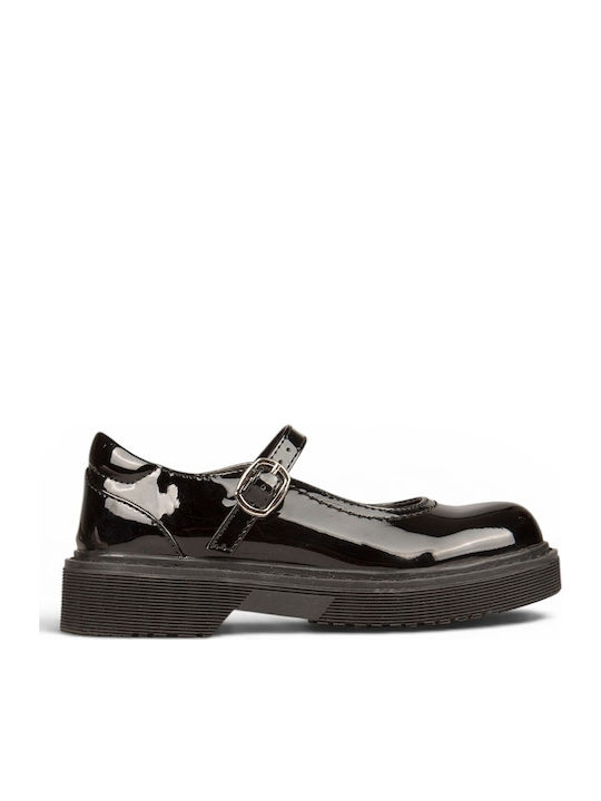 Kids Ballerinas With Hoop & Loop Closure Patent Leather Black