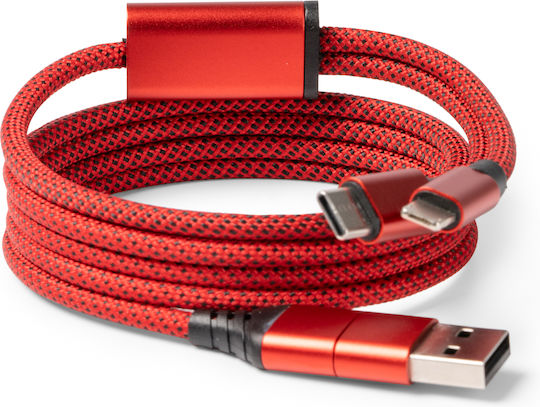 Usb USB To Type-C / Lightning Кабел Червен IA1760S160