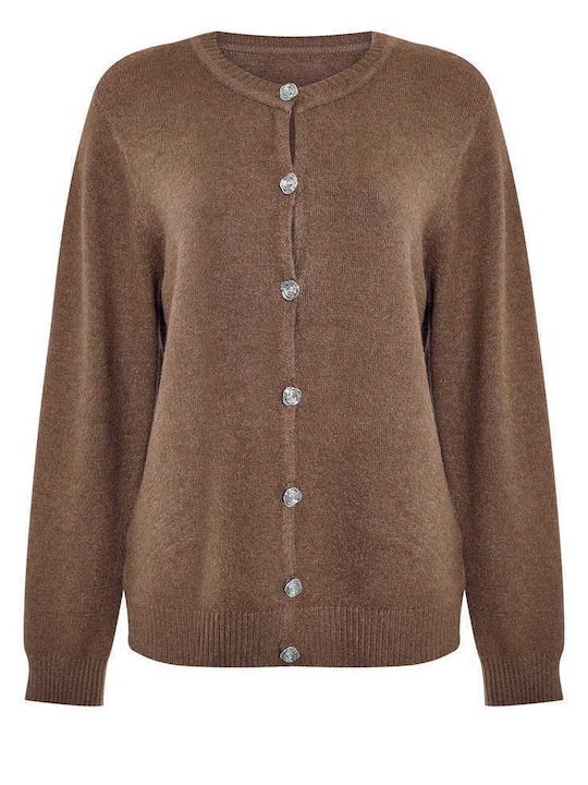Celestino Women's Cardigan Embossed Buttons Brown