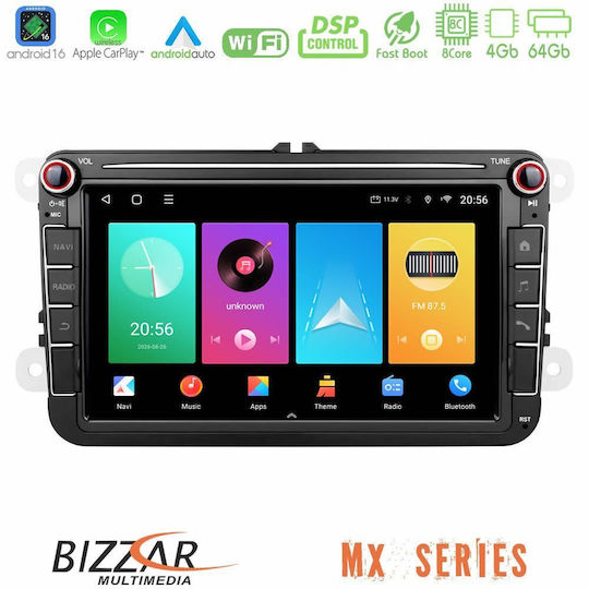 Bizzar Автомобилна Аудио Система За Seat Alhambra / Leon / Toledo Skoda Fabia / Octavia / Praktik / Rapid / Roomster / Superb Volkswagen Amarok / Beetle / Caddy / Eos / Golf / Jetta / Passat / Passat CC / Polo / Scirocco / Sharan / Tiguan / Touran / Transporter (Bluetooth/USB/WiFi/GPS/Apple CarPlay/Android Auto) С Touch Screen 8"