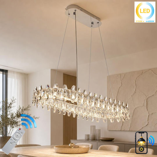 Keskor LED Smart Κρεμαστό Φωτιστικό Ασημί 77x29εκ.