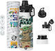 Koupakoupa Grogu Kids Water Bottle Made of Aluminium with Screw-On Cap Non Spill Multicolour 850ml