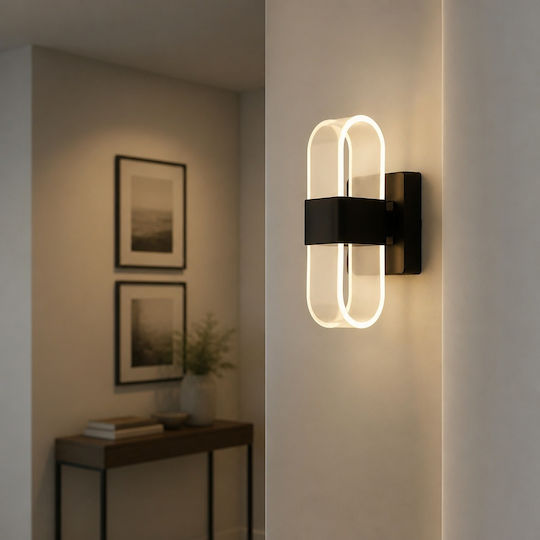 Lampă de perete modernă cu LED integrat și lumină alb cald Neagră 10x20.5cm