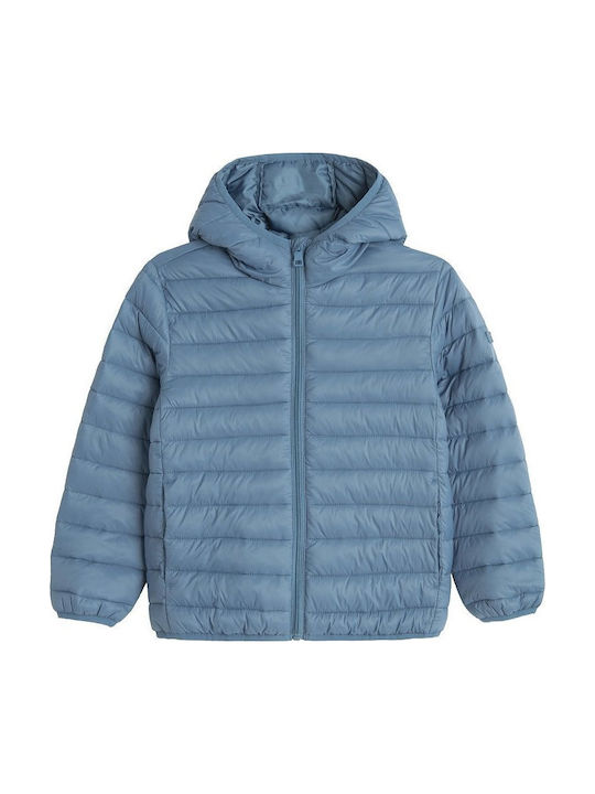 Kids Casual Short Hooded Blue Coat