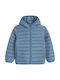 Kids Casual Short Hooded Blue Coat