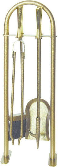 Metallotechniki Kaminwerkzeug-Set mit Gold-Kaminständer