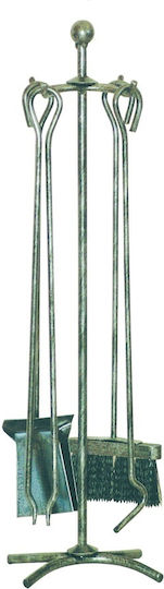 Metallotechniki Fireplace Tool Set With Silver Stand Holder
