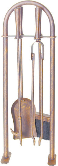 Metallotechniki Kaminwerkzeug-Set mit Bronze-Kaminständer-Halter-Set